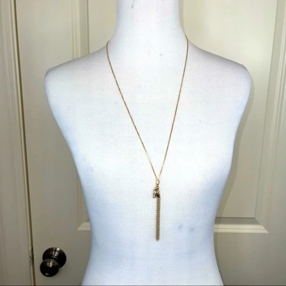 Ettika REVOLVE Gold Tone Tassel Necklace Crystal Charm